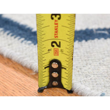 Load image into Gallery viewer, 2&#39;7&quot;x6&#39; Beau Blue, Kilim Geometric Design Flat Weave, Pure Wool Hand Woven, Reversible Runner Oriental Rug FWR483216