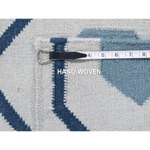 Load image into Gallery viewer, 2&#39;7&quot;x6&#39; Ivory, Soft Wool Hand Woven, Kilim Geometric Design Flat Weave, Reversible Runner Oriental Rug FWR483252