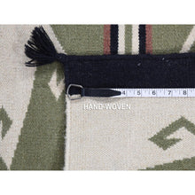 Load image into Gallery viewer, 5&#39;2&quot;x7&#39; Ivory, Navajo Design, Flat Weave Vegetable Dyes, Extra Soft Wool Hand Woven, Oriental Rug FWR483270