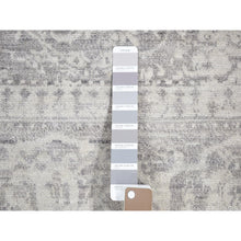 Load image into Gallery viewer, 2&#39;x3&#39; Silver Gray, Modern Broken Design, Plant Based Silk Hand Knotted, Mat Oriental Rug FWR483348