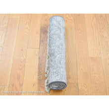 Load image into Gallery viewer, 2&#39;x3&#39; Silver Gray, Modern Broken Design, Plant Based Silk Hand Knotted, Mat Oriental Rug FWR483348