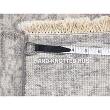 Load image into Gallery viewer, 2&#39;x3&#39; Silver Gray, Modern Broken Design, Plant Based Silk Hand Knotted, Mat Oriental Rug FWR483348