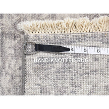 Load image into Gallery viewer, 2&#39;x3&#39; Silver Gray, Modern Broken Design, Plant Based Silk Hand Knotted, Mat Oriental Rug FWR483348