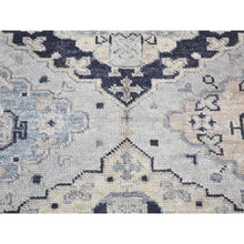 Load image into Gallery viewer, 3&#39;x3&#39; Timberwolf Gray, Pure Wool Hand Knotted, Oushak Design Sample Fragment Supple Collection, Thick And Plush, Square Oriental Rug FWR483366