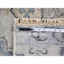 Load image into Gallery viewer, 3&#39;x3&#39; Timberwolf Gray, Pure Wool Hand Knotted, Oushak Design Sample Fragment Supple Collection, Thick And Plush, Square Oriental Rug FWR483366
