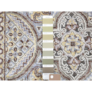 2'1"x3'1" Chocolate Brown, Mughal Inspired Medallions Design, Textured Wool And Silk Hand Knotted, Mat Oriental Rug FWR483456