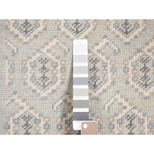 2'x3' Cloud Gray, Paisley Design, Turkish Knot, Pure Wool Hand Knotted Mat Oriental Rug FWR483468