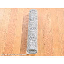 Load image into Gallery viewer, 2&#39;x3&#39; Cloud Gray, Paisley Design, Turkish Knot, Pure Wool Hand Knotted Mat Oriental Rug FWR483468