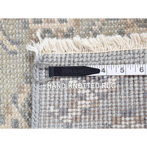 2'x3' Cloud Gray, Paisley Design, Turkish Knot, Pure Wool Hand Knotted Mat Oriental Rug FWR483468