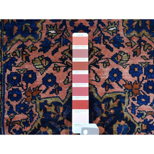 2'1"x2'7" Light Red, Antique Persian Mohajeran Sarouk, Full Pile, Soft And Clean, Pure Wool, Hand Knotted Oriental Mat Rug FWR483558