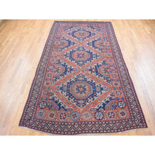 Load image into Gallery viewer, 7&#39;x11&#39; Cinnamon Red, Antique Caucasian Soumak With Geometric Design, Pure Wool, Flat Weave, Hand Knotted, Clean, Good Condition, Sides And Ends Professionally Secured, Long And Narrow Oriental Rug FWR483594