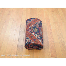 Load image into Gallery viewer, 7&#39;x11&#39; Cinnamon Red, Antique Caucasian Soumak With Geometric Design, Pure Wool, Flat Weave, Hand Knotted, Clean, Good Condition, Sides And Ends Professionally Secured, Long And Narrow Oriental Rug FWR483594