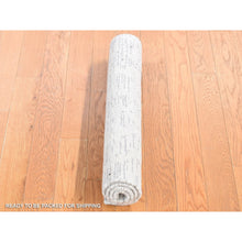 Load image into Gallery viewer, 2&#39;2&quot;x3&#39; Ivory, Modern With Repetitive Curvilinear Design Undyed Natural Wool, Hand Knotted Tone On Tone, Mat Oriental Rug FWR483618