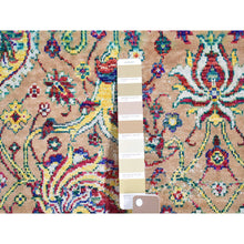 Load image into Gallery viewer, 2&#39;x2&#39; Mocha Brown, Rajasthan All Over Design, Hand Knotted Wool And Sari Silk, Square Oriental Rug FWR483630