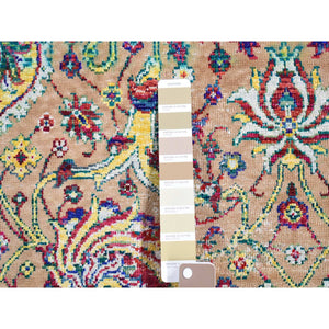 2'x2' Mocha Brown, Rajasthan All Over Design, Hand Knotted Wool And Sari Silk, Square Oriental Rug FWR483630