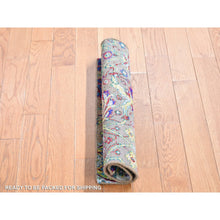 Load image into Gallery viewer, 2&#39;x2&#39; Mocha Brown, Rajasthan All Over Design, Hand Knotted Wool And Sari Silk, Square Oriental Rug FWR483630