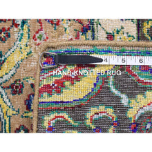 Load image into Gallery viewer, 2&#39;x2&#39; Mocha Brown, Rajasthan All Over Design, Hand Knotted Wool And Sari Silk, Square Oriental Rug FWR483630