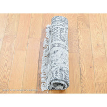 Load image into Gallery viewer, 2&#39;1&quot;x2&#39;1&quot; Goose Gray, Undyed Natural Wool with Mamluk Design, 100%Wool Hand Knotted, Square Oriental Rug FWR483642