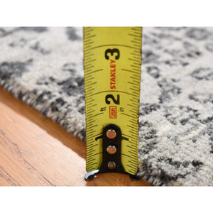 2'1"x2'1" Goose Gray, Undyed Natural Wool with Mamluk Design, 100%Wool Hand Knotted, Square Oriental Rug FWR483642
