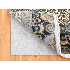 2'x3'2" Ivory, Rajasthan With All Over Design, Hand Knotted 100% Wool, Mat Fragment Sample Oriental Rug FWR483672