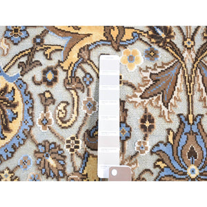 2'x3'2" Platinum Gray, Rajasthan With All Over Design, Hand Knotted 100% Wool, Mat Fragment Sample Oriental Rug FWR483678