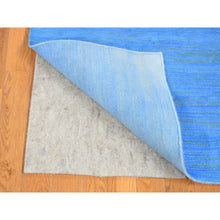 Load image into Gallery viewer, 2&#39;5&quot;x10&#39;2&quot; Ruddy Blue Overdyed Textured Wool, Hand Knotted Modern Design, Runner Oriental Rug FWR483786