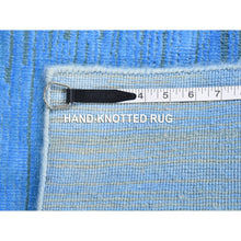 Load image into Gallery viewer, 2&#39;5&quot;x10&#39;2&quot; Ruddy Blue Overdyed Textured Wool, Hand Knotted Modern Design, Runner Oriental Rug FWR483786