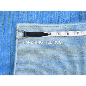 2'5"x10'2" Ruddy Blue Overdyed Textured Wool, Hand Knotted Modern Design, Runner Oriental Rug FWR483786