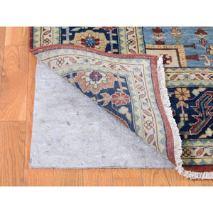 10'1"x13'9" Sangria Red, Antiqued Heriz Re-creation with Large Medallions Design, Pure Wool Hand Knotted, Oriental Rug FWR483804