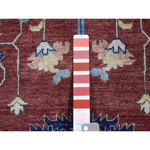 10'1"x13'9" Sangria Red, Antiqued Heriz Re-creation with Large Medallions Design, Pure Wool Hand Knotted, Oriental Rug FWR483804