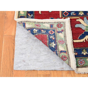 9'10"x14' Cream Color, Hand Knotted Kazak With All Over Leaf And Vines Pattern, Pure Wool Oriental Rug FWR483816