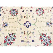 Load image into Gallery viewer, 9&#39;10&quot;x14&#39; Cream Color, Hand Knotted Kazak With All Over Leaf And Vines Pattern, Pure Wool Oriental Rug FWR483816