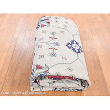Load image into Gallery viewer, 9&#39;10&quot;x14&#39; Cream Color, Hand Knotted Kazak With All Over Leaf And Vines Pattern, Pure Wool Oriental Rug FWR483816