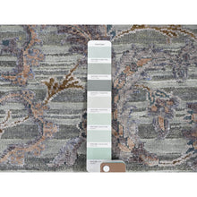 Load image into Gallery viewer, 10&#39;x14&#39; Light Green, Pure Silk With Textured Wool Mughal Design Hand Knotted, Oriental Rug FWR483840