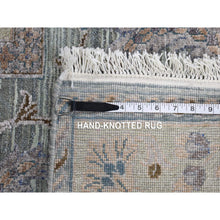 Load image into Gallery viewer, 10&#39;x14&#39; Light Green, Pure Silk With Textured Wool Mughal Design Hand Knotted, Oriental Rug FWR483840