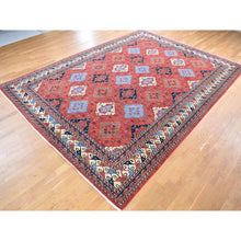 Load image into Gallery viewer, 10&#39;x14&#39; Imperial Red, Afghan Ersari With All Over Geometric Design, Pure Wool Hand Knotted, Oriental Rug FWR483852