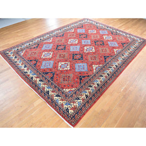 10'x14' Imperial Red, Afghan Ersari With All Over Geometric Design, Pure Wool Hand Knotted, Oriental Rug FWR483852