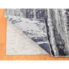 Load image into Gallery viewer, 8&#39;1&quot;x23&#39;10&quot; Misty Gray With Touches Of Ivory, Modern Abstract Design, Wool And Silk Hand Knotted, Wide And Long Super Rare Gallery Size Oriental Rug FWR483858