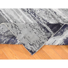 Load image into Gallery viewer, 8&#39;1&quot;x23&#39;10&quot; Misty Gray With Touches Of Ivory, Modern Abstract Design, Wool And Silk Hand Knotted, Wide And Long Super Rare Gallery Size Oriental Rug FWR483858