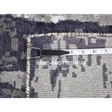 Load image into Gallery viewer, 8&#39;1&quot;x23&#39;10&quot; Misty Gray With Touches Of Ivory, Modern Abstract Design, Wool And Silk Hand Knotted, Wide And Long Super Rare Gallery Size Oriental Rug FWR483858