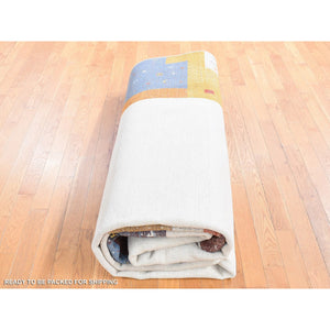 9'8"x13'5" Ivory, Folk Art Lori Buft Gabbeh Design Thick And Plush, 100% Wool Hand Knotted, Oriental Rug FWR483876