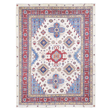 Load image into Gallery viewer, 10&#39;x13&#39;3&quot; Ivory, Special Kazak with Geometric Design, Pure Wool Hand Knotted, Oriental Rug FWR483894