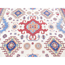 Load image into Gallery viewer, 10&#39;x13&#39;3&quot; Ivory, Special Kazak with Geometric Design, Pure Wool Hand Knotted, Oriental Rug FWR483894