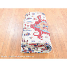 Load image into Gallery viewer, 10&#39;x13&#39;3&quot; Ivory, Special Kazak with Geometric Design, Pure Wool Hand Knotted, Oriental Rug FWR483894
