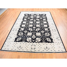 Load image into Gallery viewer, 8&#39;10&quot;x12&#39; Black, Pure Wool Hand Knotted, Afghan Peshawar With All Over Design, Oriental Rug FWR483906