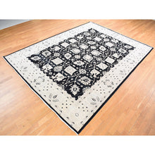 Load image into Gallery viewer, 8&#39;10&quot;x12&#39; Black, Pure Wool Hand Knotted, Afghan Peshawar With All Over Design, Oriental Rug FWR483906