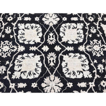 Load image into Gallery viewer, 8&#39;10&quot;x12&#39; Black, Pure Wool Hand Knotted, Afghan Peshawar With All Over Design, Oriental Rug FWR483906