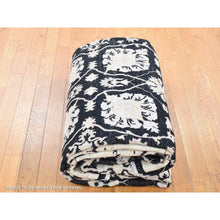 Load image into Gallery viewer, 8&#39;10&quot;x12&#39; Black, Pure Wool Hand Knotted, Afghan Peshawar With All Over Design, Oriental Rug FWR483906