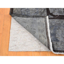 Load image into Gallery viewer, 9&#39;x12&#39; Black Overdyed Afghan Peshawar with All Over Design, Hand Knotted Pure Wool, Oriental Rug FWR483960