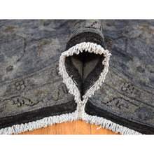 Load image into Gallery viewer, 9&#39;x12&#39; Black Overdyed Afghan Peshawar With All Over Design, Hand Knotted Pure Wool, Oriental Rug FWR483960